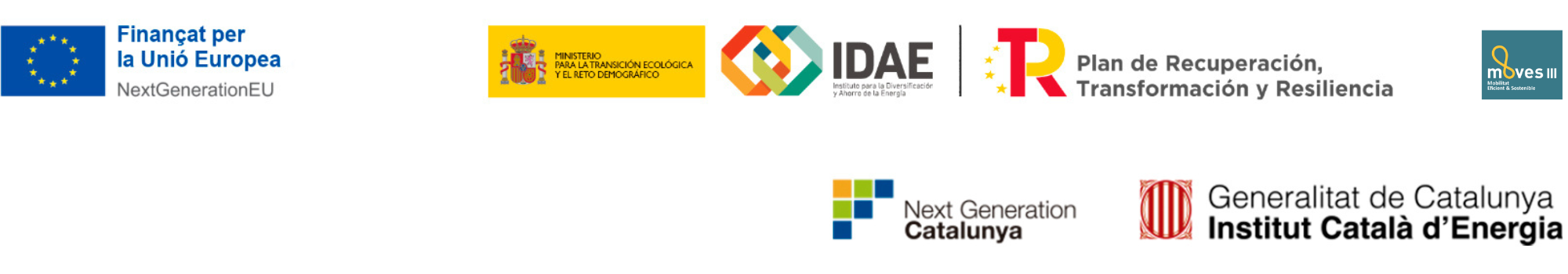 Programa MOVES III — Finançat per la Unió Europea NextGenerationEU, MITECO, IDAE, Pla de Recuperació i Institut Català d'Energia